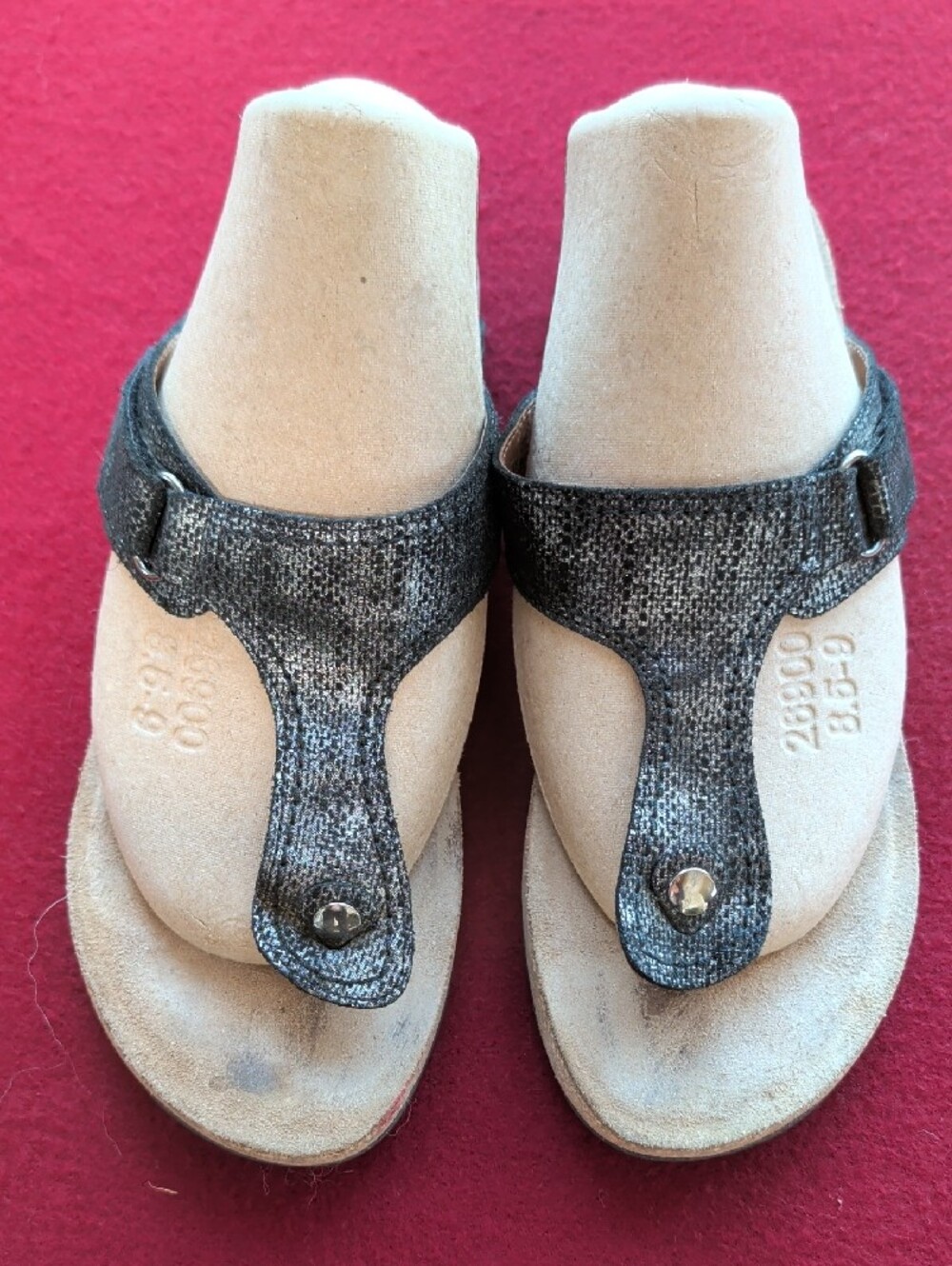 Taos Footwear Lucy black metallic thong sandals (ebony)